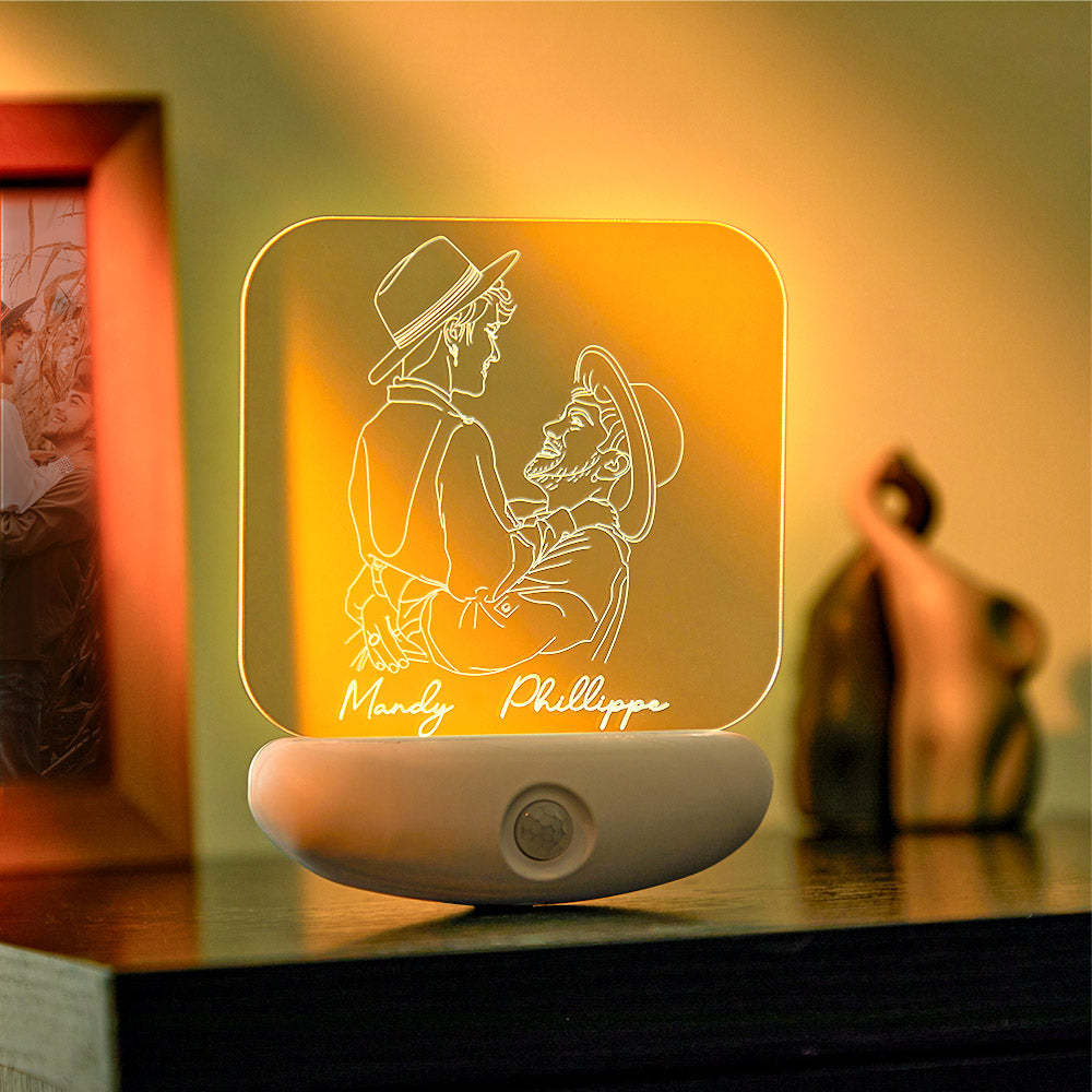 Custom 3D Photo Sensor Lamp Human Body Induction USB Charging Night Light Bedroom Corridor - soufeelus
