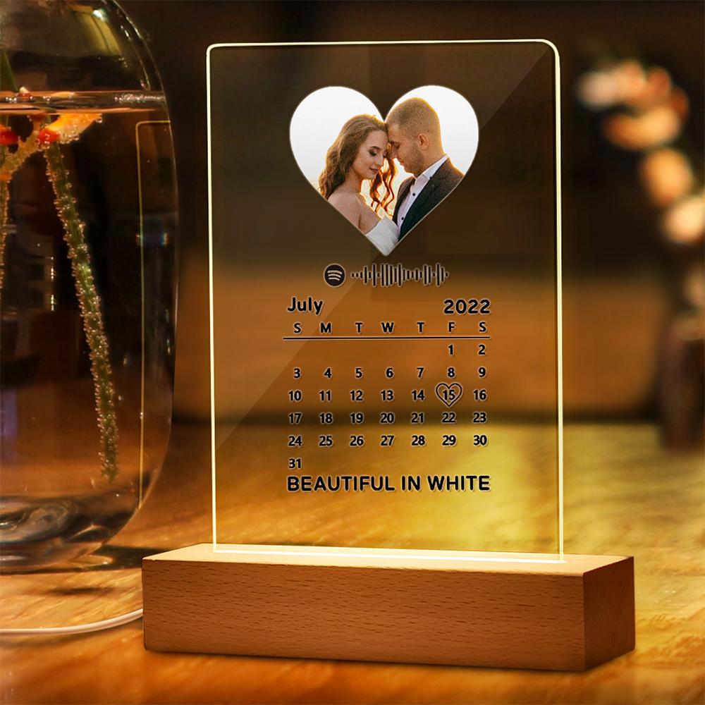 Custom Spotify Music Plaque With Engraved Word Night Light Spotify Code Lamp Perfect Gift For Wedding Anniversary - soufeelus