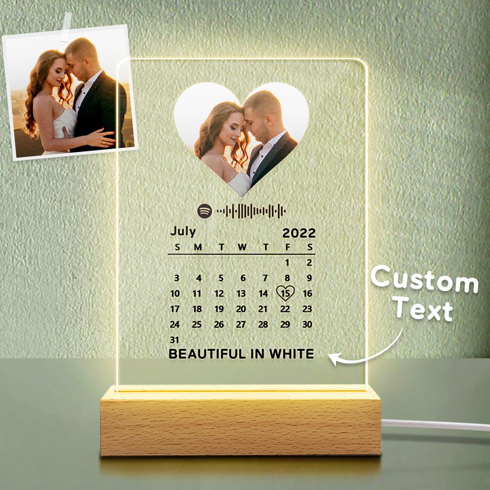 Custom Spotify Music Plaque With Engraved Word Night Light Spotify Code Lamp Perfect Gift For Wedding Anniversary - soufeelus