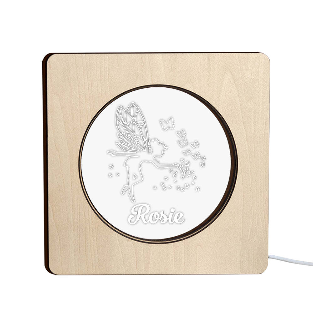 Custom Engraved Name Night Light Personalized Fairy Wooden Frame Lamp Gift - soufeelus