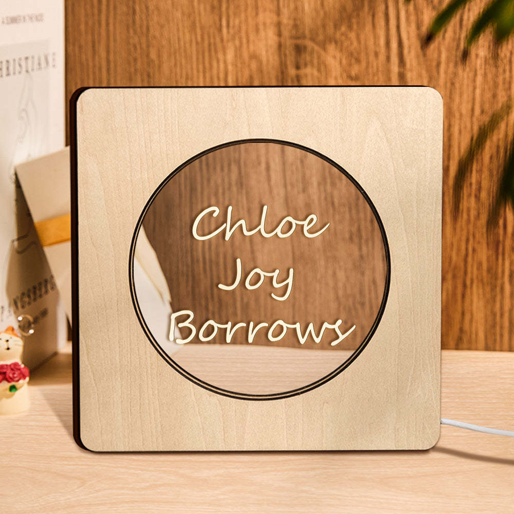 Custom Engraved Night Light Personalized Wooden Frame Lamp Gift for Lover - soufeelus