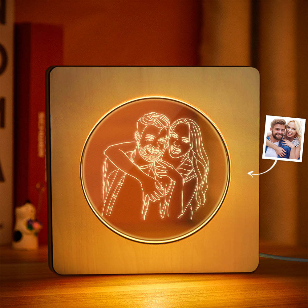 Custom Photo Engraved Night Light Personalized Wooden Frame Lamp Gift - soufeelus