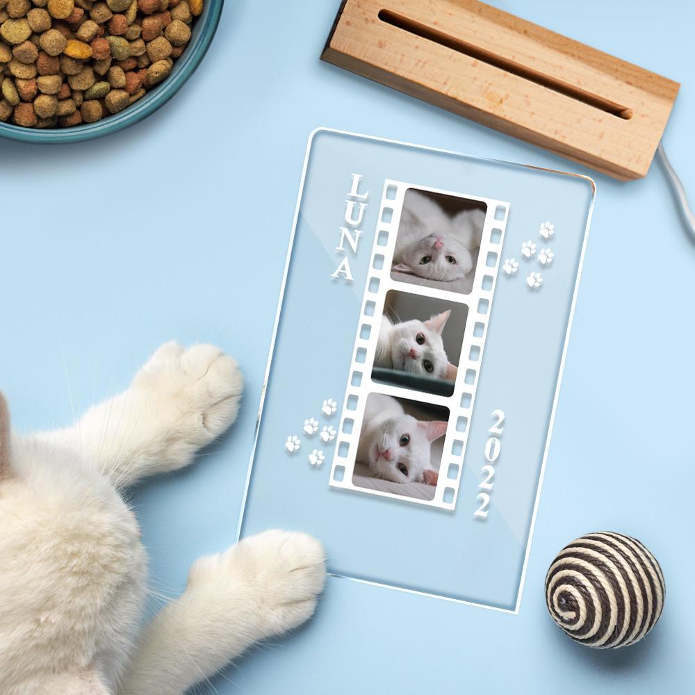 Custom Cat Photo Lamp as Cat Lover Gift Personalized Gift Photo Pet Portrait Bedside Lamp - soufeelus