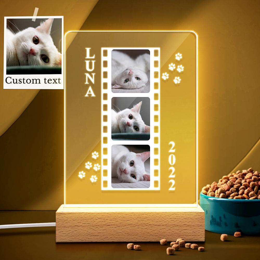 Custom Cat Photo Lamp as Cat Lover Gift Personalized Gift Photo Pet Portrait Bedside Lamp - soufeelus