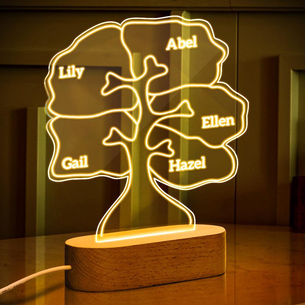 Personalized can be customized with multiple names night light family tree - soufeelus