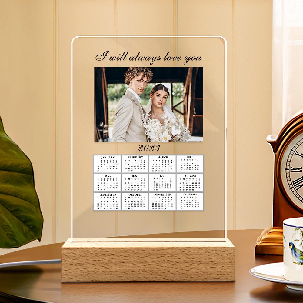 Custom Acrylic Calendar Personalized Night Light with Your Photo Gifts for Couples - soufeelus