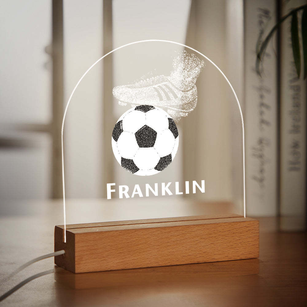 Custom Name Acrylic Night Light Football Design Football Gifts For Boys, Birthday Gifts For Kids - soufeelus