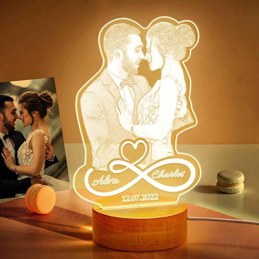 Personalized Infinity Symbol Photo Night Light, Personalized Night Light Gift for Lovers - soufeelus