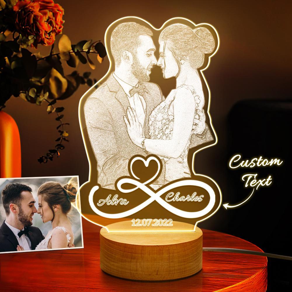 Personalized Infinity Symbol Photo Night Light, Personalized Night Light Gift for Lovers - soufeelus