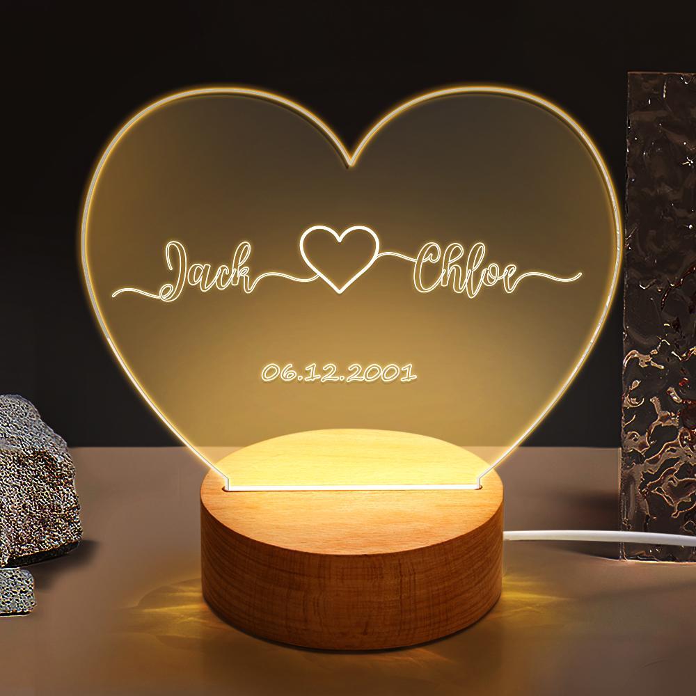 custom night light for his gift name and date engagement gift - soufeelus
