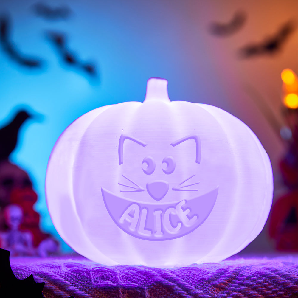 Personalized Halloween Pumpkin Light Custom Cat Light Custom Light Up Jack-o-lantern Halloween Decor - soufeelus