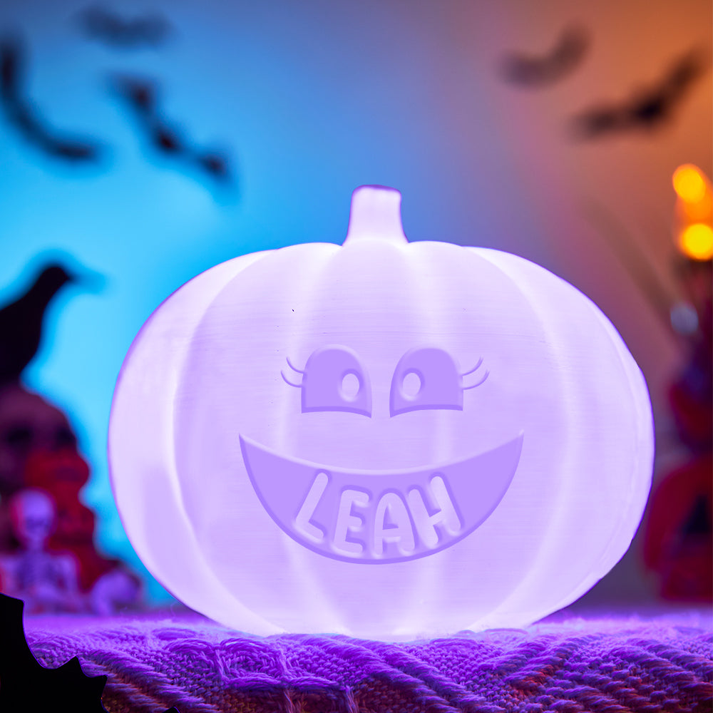Personalized Halloween Pumpkin Light Custom Lashes Light Custom Light Up Jack-o-lantern Halloween Decor - soufeelus
