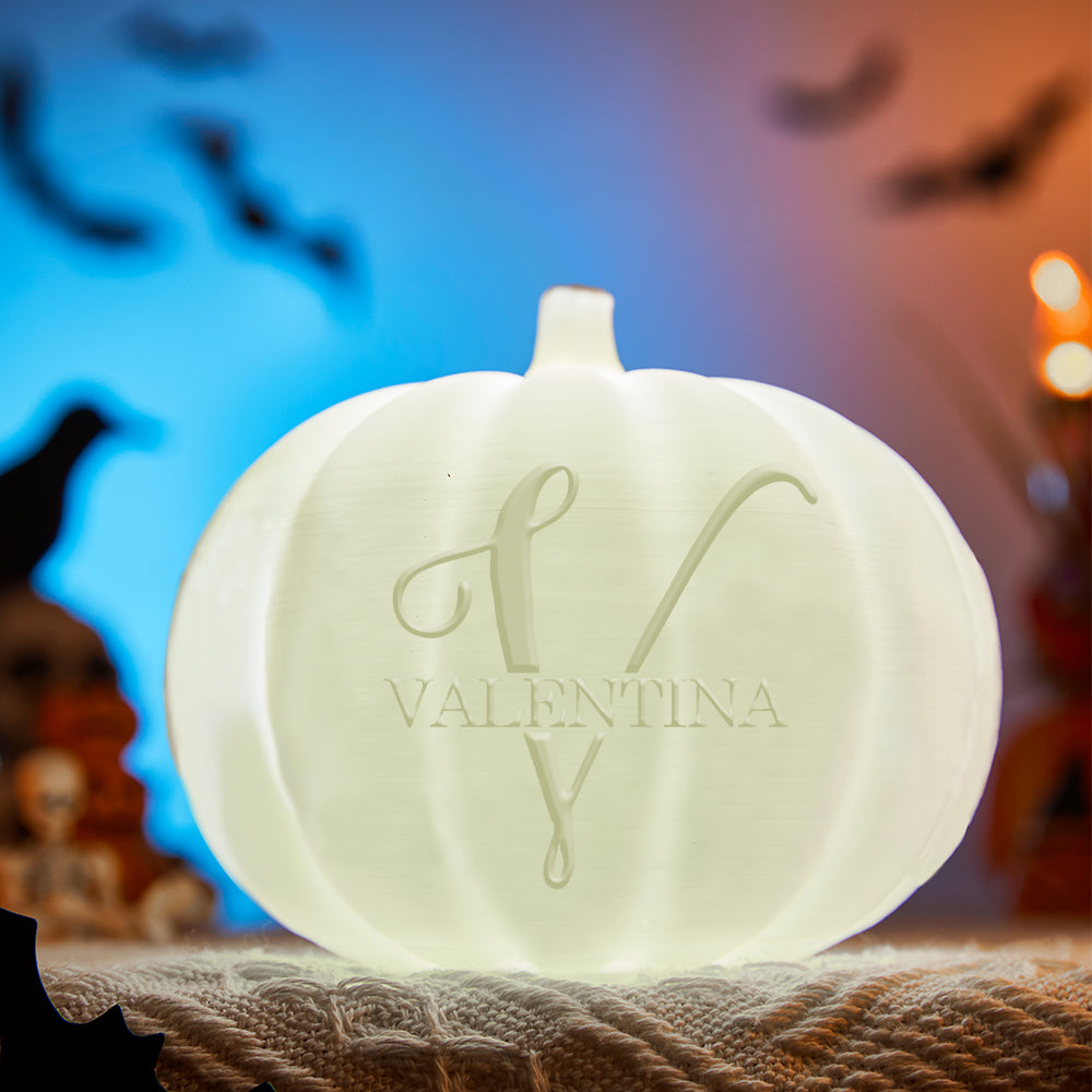 Personalized Halloween Pumpkin Light Custom Name Light Custom Light Up Jack-o-lantern Halloween Decor - V - soufeelus