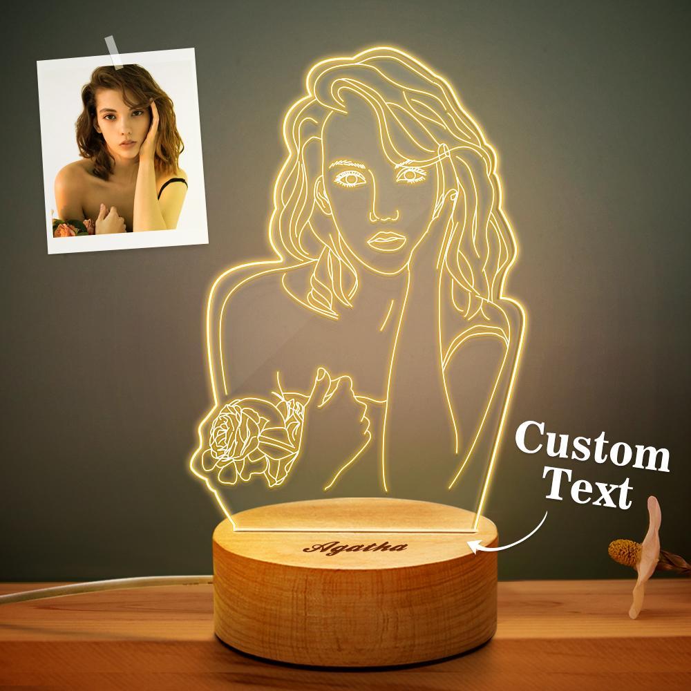 Custom 3D Photo Lamp Line Art Photo Lamp Engraving Night Light Unique Gift for Her - soufeelus