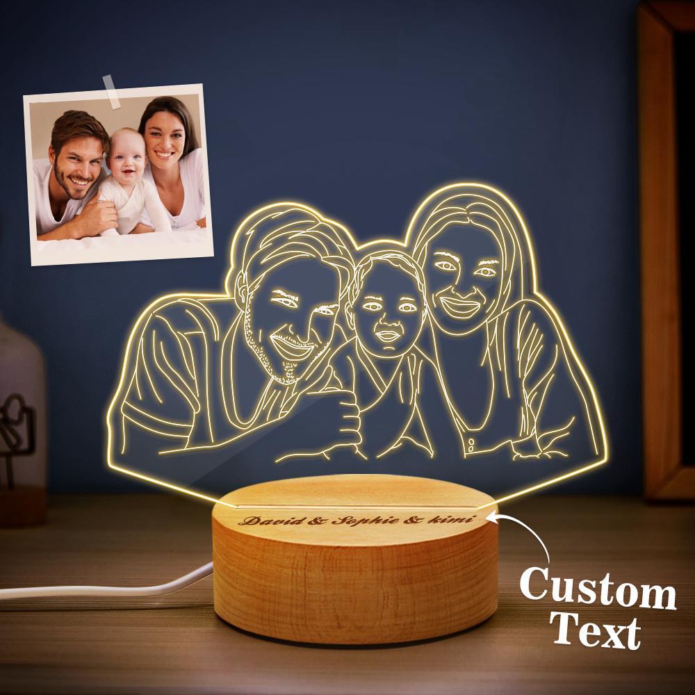 Custom 3D Photo Lamp Line Art Photo Lamp Engraving Night Light Unique Gift for Mom - soufeelus