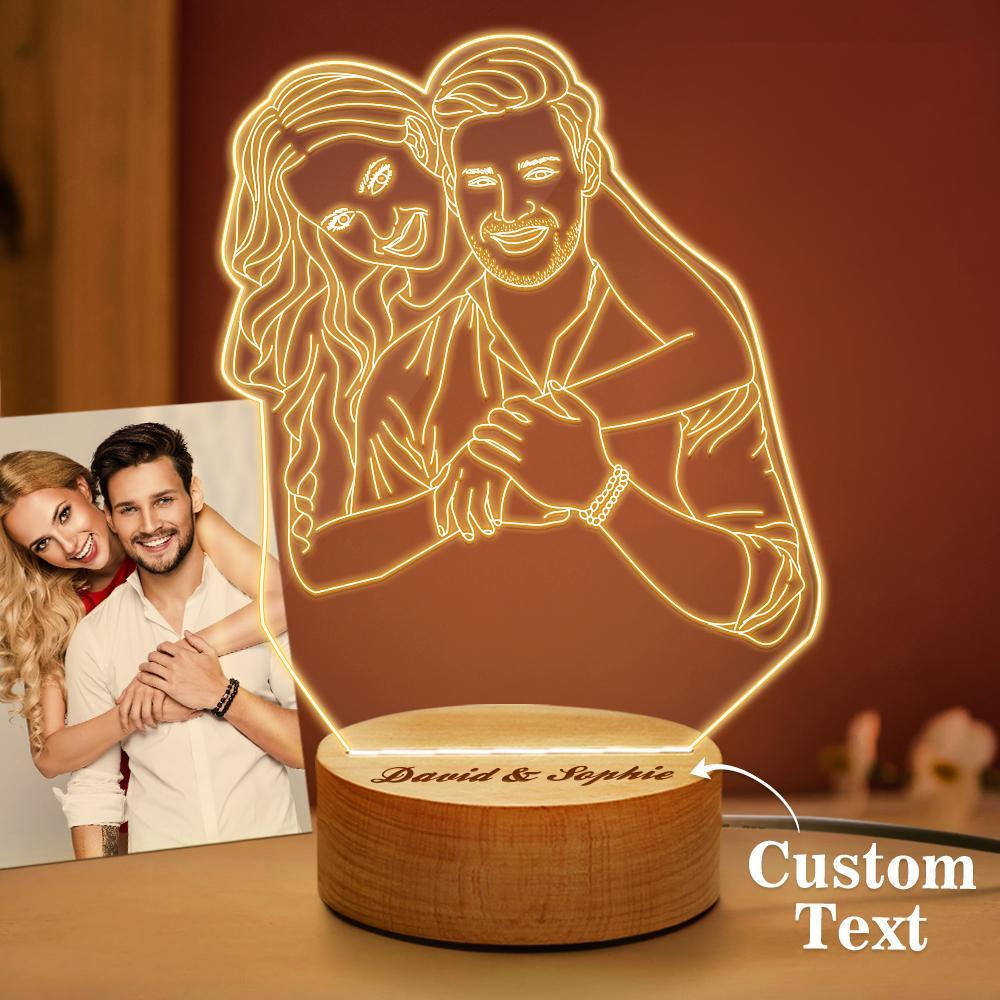 Custom 3D Photo Lamp Line Art Photo Lamp Engraving Night Light Unique Gift for Her - soufeelus