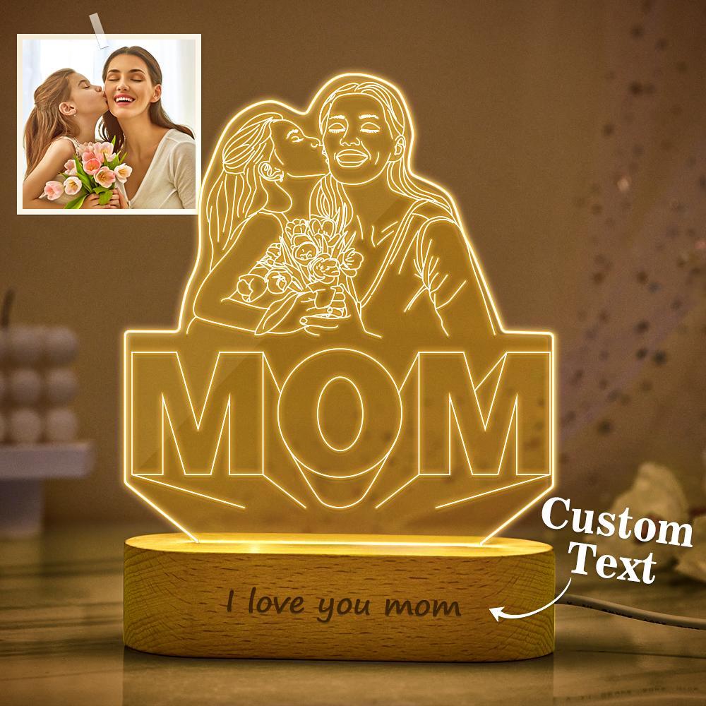 Custom 3D Photo Lamp Line Art Photo Lamp Engraving Night Light Unique Gift for Her - soufeelus