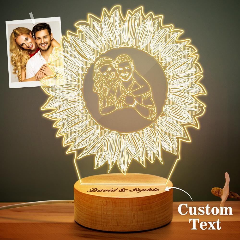 Custom 3D Photo Lamp Line Art Photo Lamp Engraving Night Light Unique Gift for Her - soufeelus