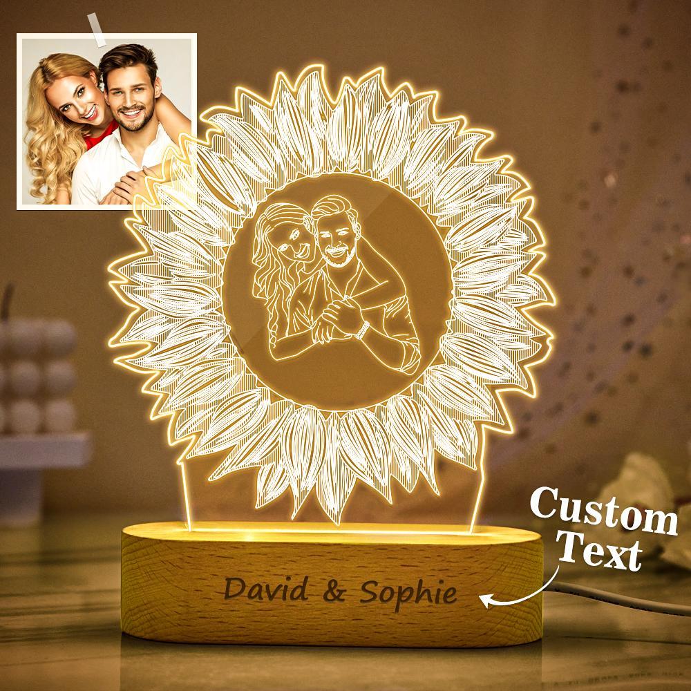 Custom 3D Photo Lamp Line Art Photo Lamp Engraving Night Light Unique Gift for Her - soufeelus