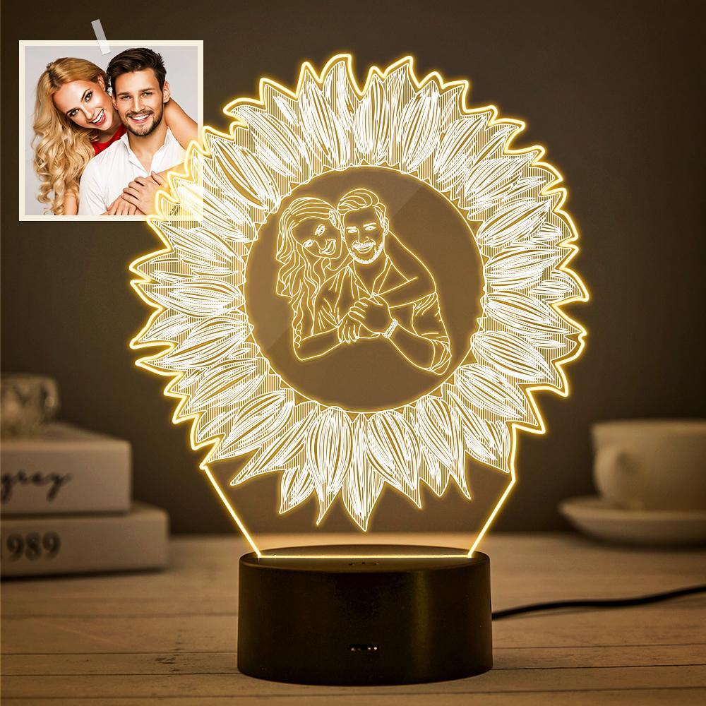 Custom 3D Photo Lamp Line Art Photo Lamp Engraving Night Light Unique Gift for Her - soufeelus