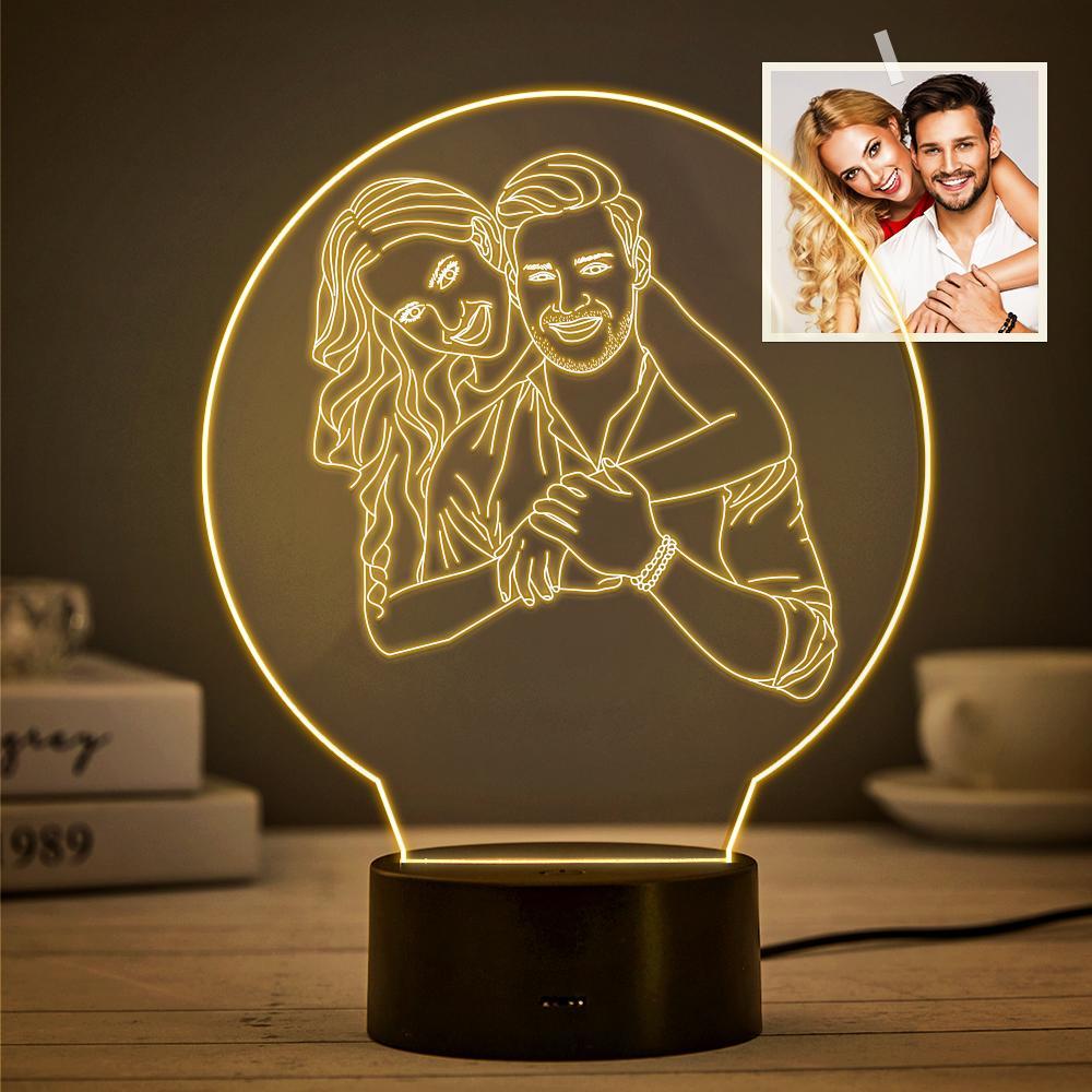 Custom 3D Photo Lamp Line Art Photo Lamp Engraving Night Light Unique Gift for Mom - soufeelus