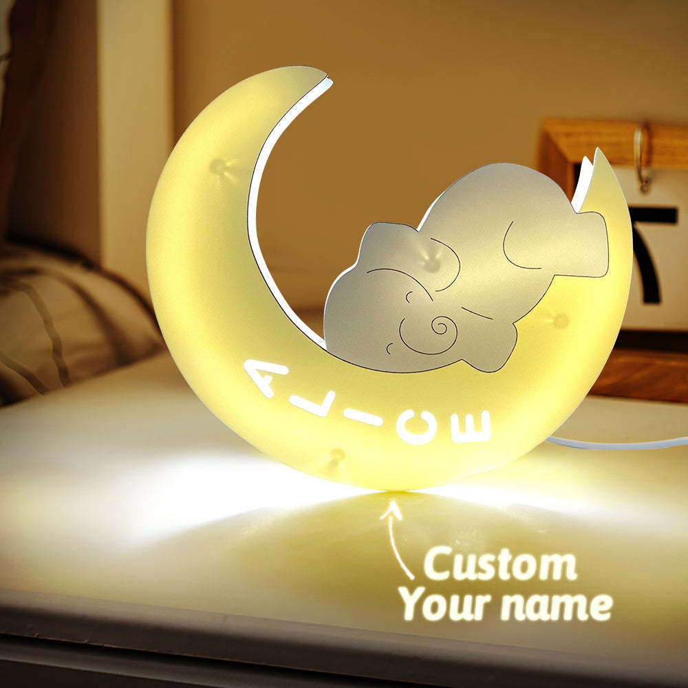 Personalized Name Baby Elephant Wall Light for Kids Room Birthday Gift for Kids - soufeelus