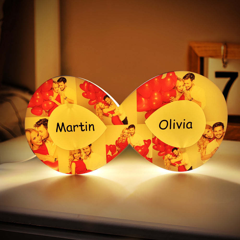 Custom Photo Collage Lamp Infinity Night Light Romantic Gift for Her - soufeelus