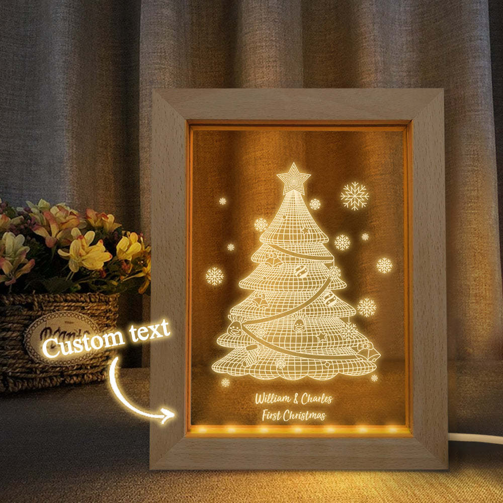 Custom Christmas Night Light Personalized 3D Christmas Tree Wooden Frame Lamp Gift - soufeelus