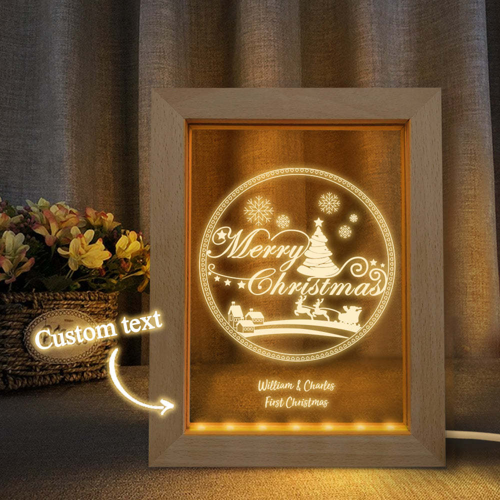 Custom Christmas Night Light Personalized 3D Christmas Pattern Wooden Frame Lamp Gift - soufeelus