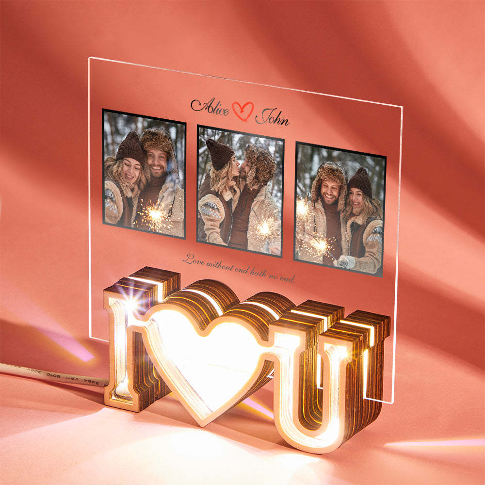 Custom Photo Engraved Night Light Acrylic Plaque LED Love Gifts - soufeelus
