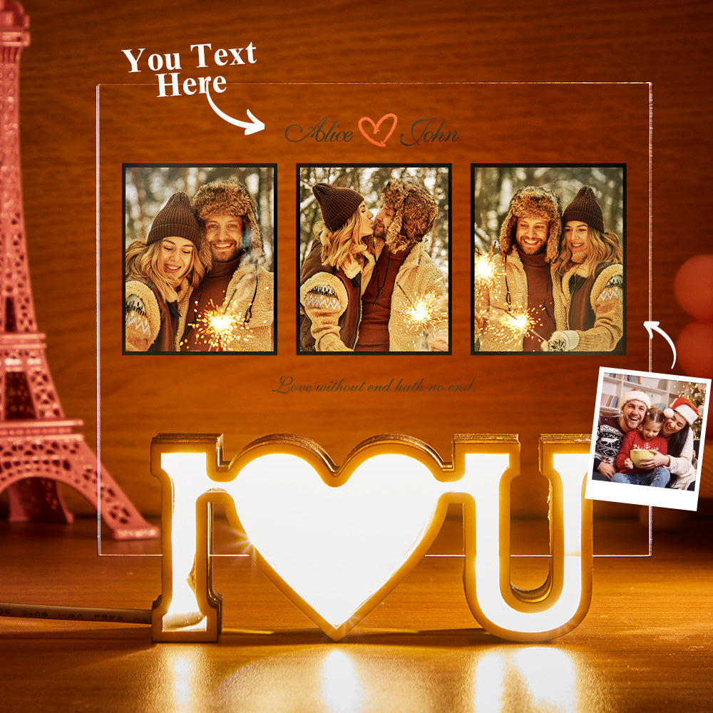 Custom Photo Engraved Night Light Acrylic Plaque LED Love Gifts - soufeelus