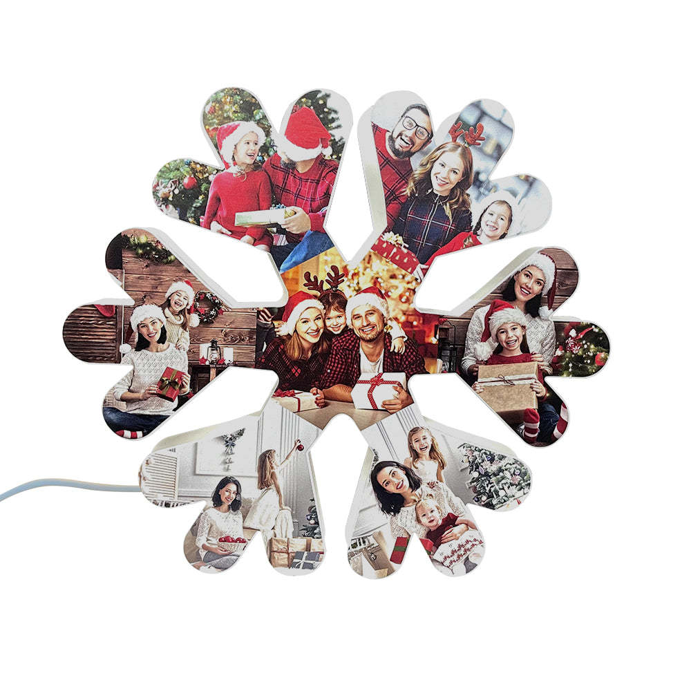 Personalized Photo Collage Wall Light Christmas Snowflake Night Light Best Christmas Gift - soufeelus