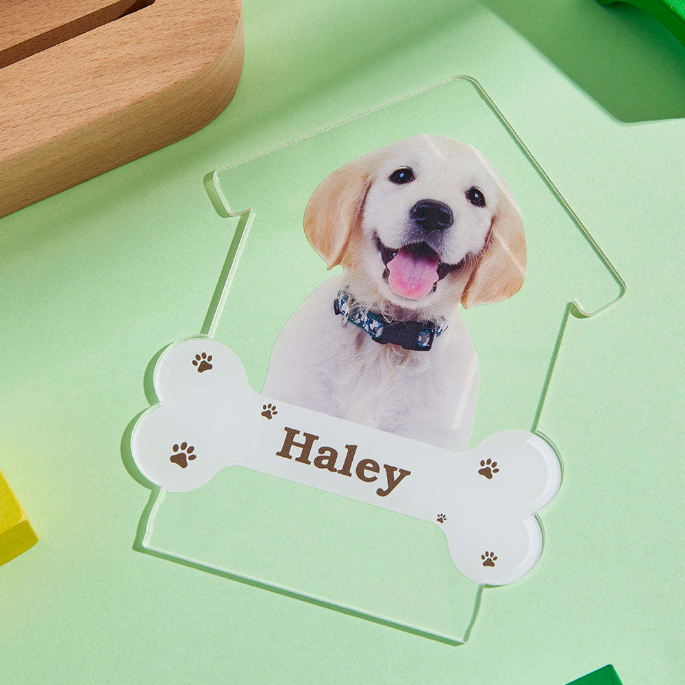 Custom Photo Engraved Puppy Night Light Personalized House Acrylic Lamp Gift for Pet Lover - soufeelus