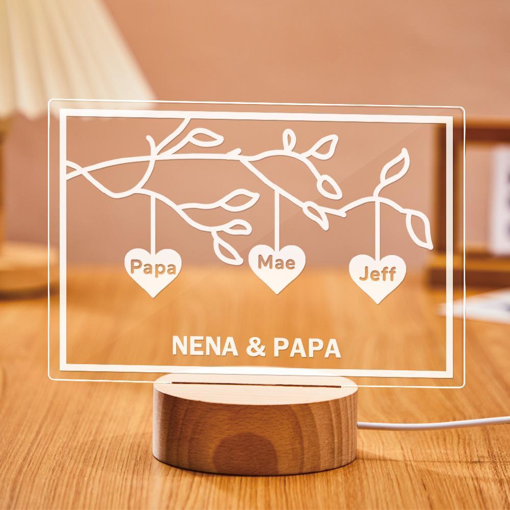 Custom Family Tree LED Night Light Engraved Name 3-8 Deocr Anniversary Gifts - soufeelus