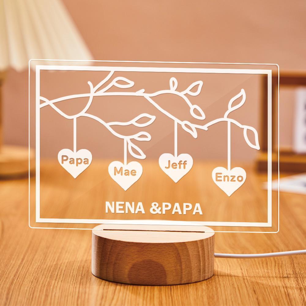 Custom Family Tree LED Night Light Engraved Name 3-8 Deocr Anniversary Gifts - soufeelus