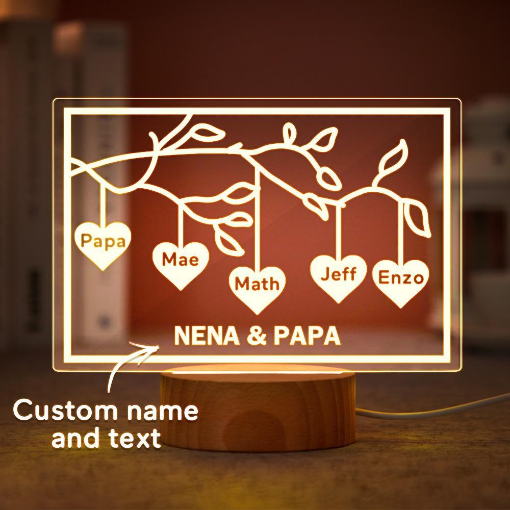 Custom Family Tree LED Night Light Engraved Name 3-8 Deocr Anniversary Gifts - soufeelus