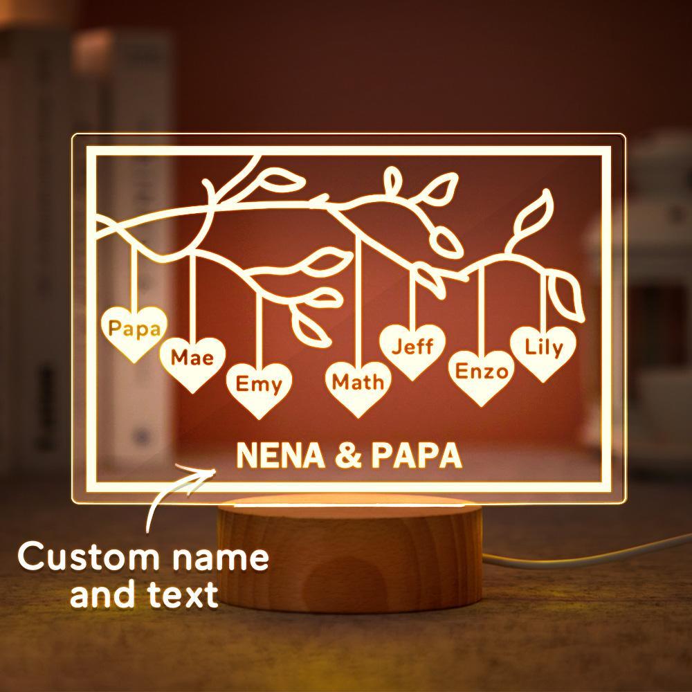 Custom Family Tree LED Night Light Engraved Name 3-8 Deocr Anniversary Gifts - soufeelus