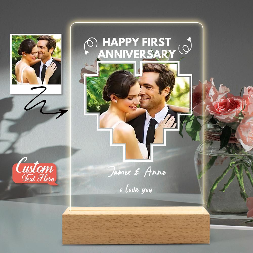 Custom Photo Led Light Anniversary Gift Personalized Photo Lamp Anniversary Gift Custom 3d Led Lamp Acrylic Night Light - soufeelus