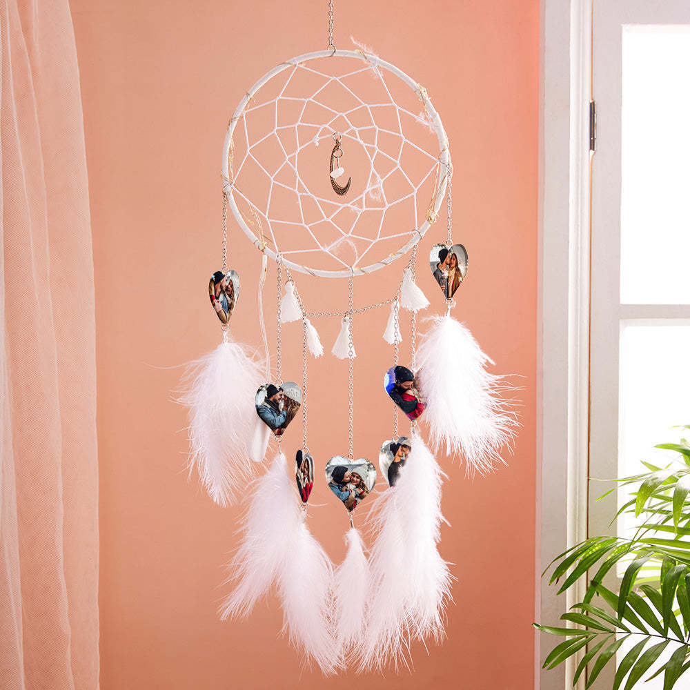 Custom Heart Photo Feather Dream Catcher Wall Room Decor - soufeelus