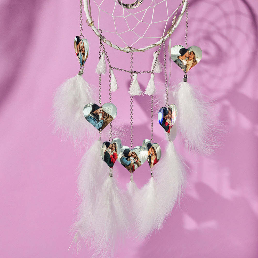 Custom Heart Photo Feather Dream Catcher Wall Room Decor - soufeelus