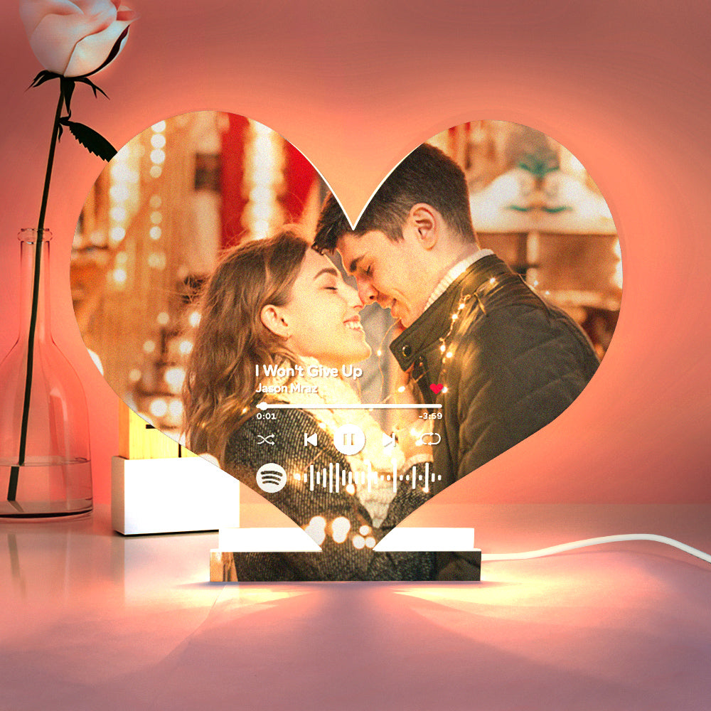Personalized Spotify Code Photo Heart-shaped Light Gift for Lover - soufeelus