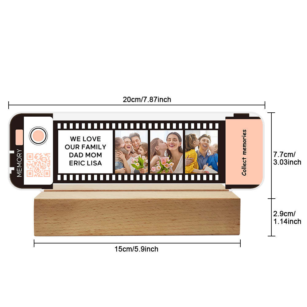 Custom QR code Acrylic Filmstrip Plaque Night Light Gift for Family - soufeelus