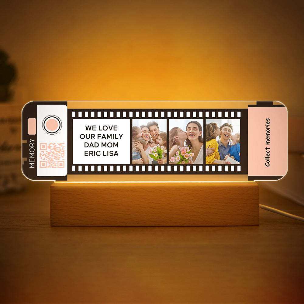 Custom QR code Acrylic Filmstrip Plaque Night Light Gift for Family - soufeelus