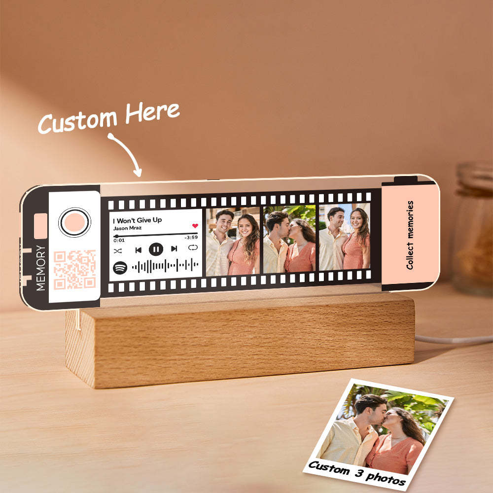 Custom Spotify Code Acrylic Music Filmstrip Plaque Night Light Gift For Couples - soufeelus