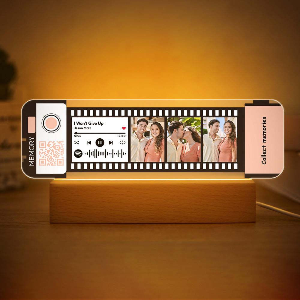 Custom Spotify Code Acrylic Music Filmstrip Plaque Night Light Gift For Couples - soufeelus