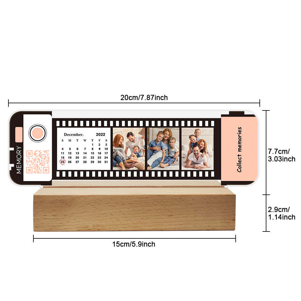 Custom QR code Calendar Acrylic Filmstrip Plaque Night Light Gift for Family Couples - soufeelus