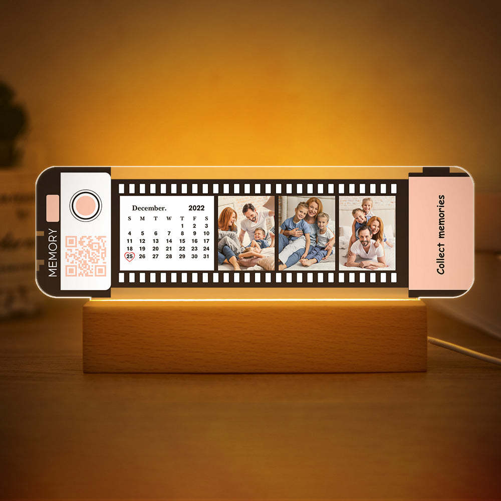 Custom QR code Calendar Acrylic Filmstrip Plaque Night Light Gift for Family Couples - soufeelus