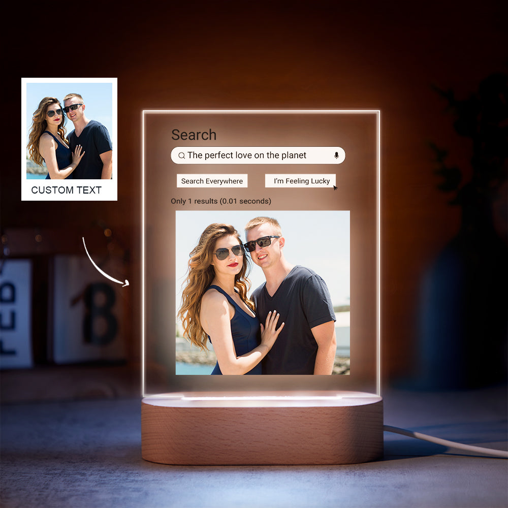 Custom Photo Google Search Colorful Lamp Acrylic 3D Printed Night Light Proposal Anniversary Day Gift - soufeelus