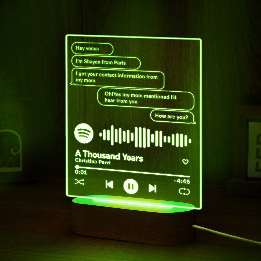 Custom Message Music Plaque Lamp Scannable Spotify Code Colorful Night Light Valentine's Day Gift - soufeelus