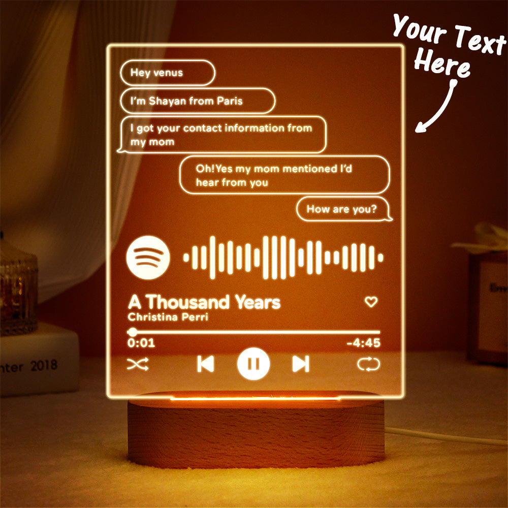 Custom Message Music Plaque Lamp Scannable Spotify Code Colorful Night Light Valentine's Day Gift - soufeelus